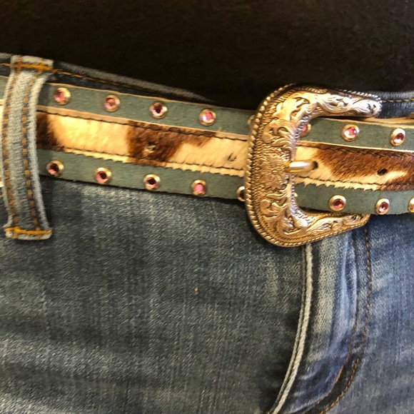 LEATHEROCK Vintage leather and cowhide belt main image 4